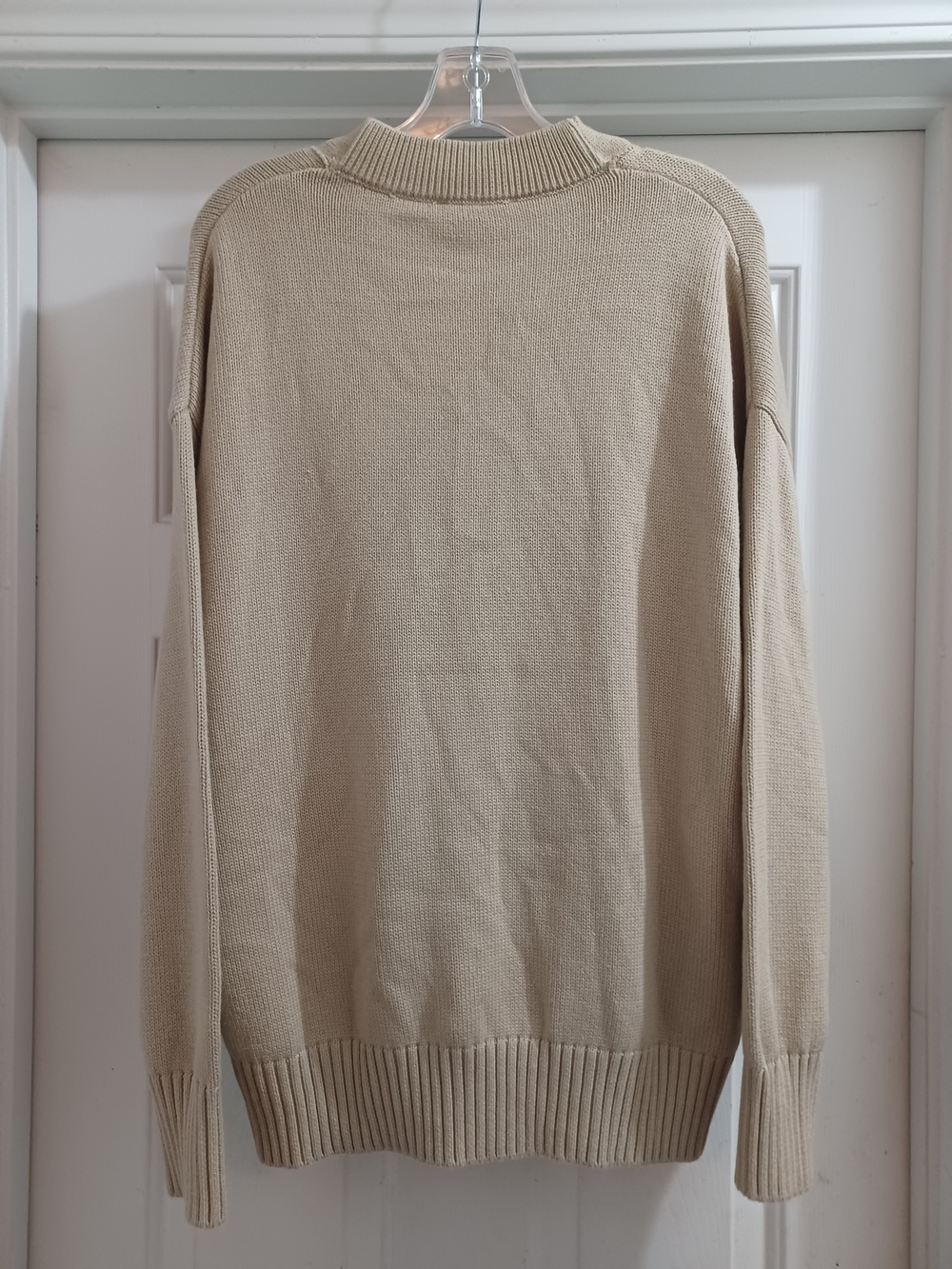 AMI Paris Beige Heart A Luxe Cotton Cardigan Sweater, L - Picture 6 of 10